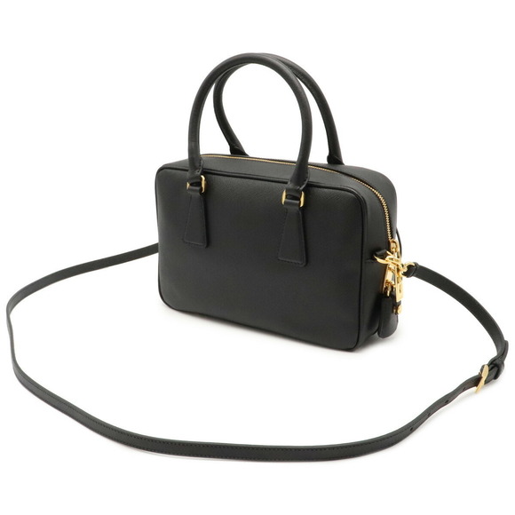 Prada Lux Embossed Black Saffiano 2WAY Bag Leather Shoulder Nero - Picture 1 of 8
